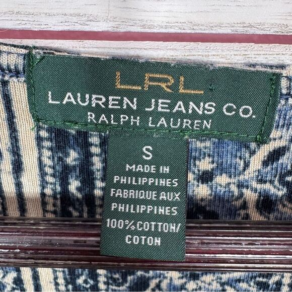 Lauren Ralph Lauren Printed Patchwork Knit Fit Flare Dress Blue Small - Picture 9 of 11